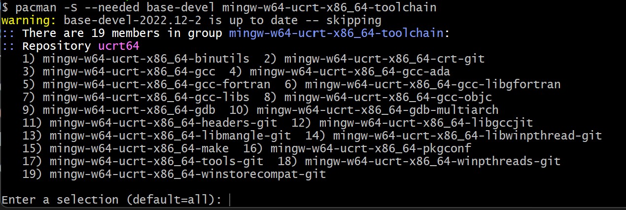 MSYS2 終端機安裝 MinGW-w64 GCC 與 GDB 工具鏈